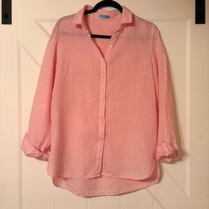 J. McLaughlin 100% Linen Button Down Shirt light Pink Size Medium